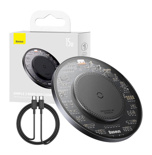 Baseus Simple 2 Wireless Charger 15W with USB-C to USB-C Cable 24W