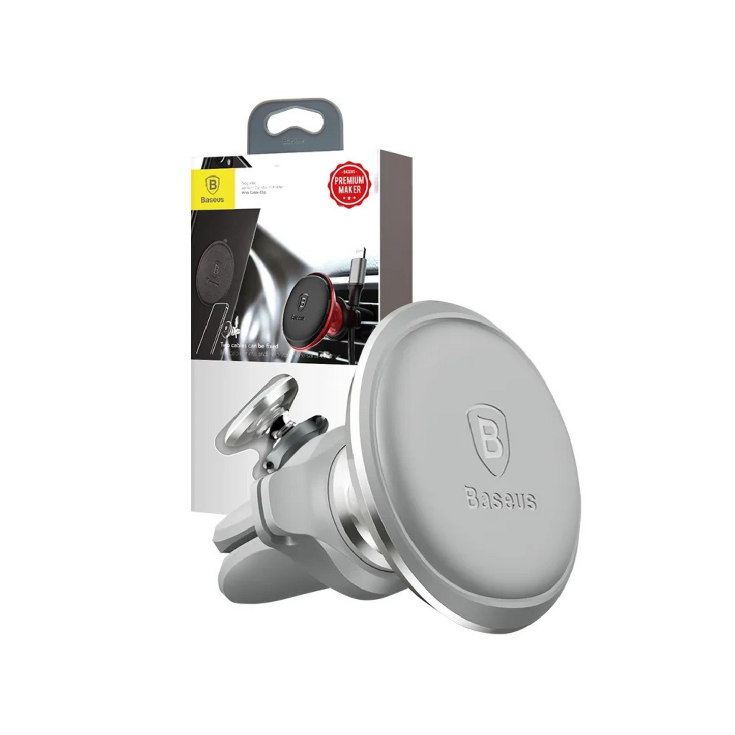Baseus Magnetic Air Vent Car Mount Holder with cable clip (silver)